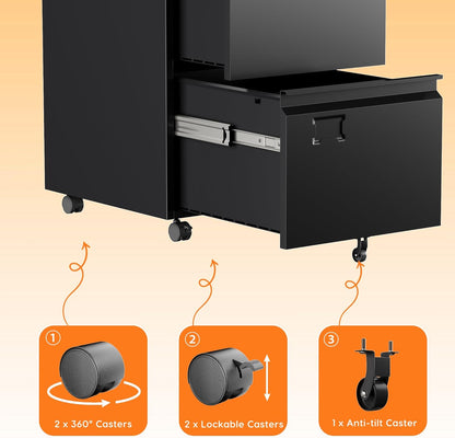 2 Drawer Mobile File Cabinet