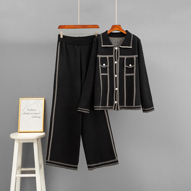 Ensemble veste et pantalon amples à col POLO