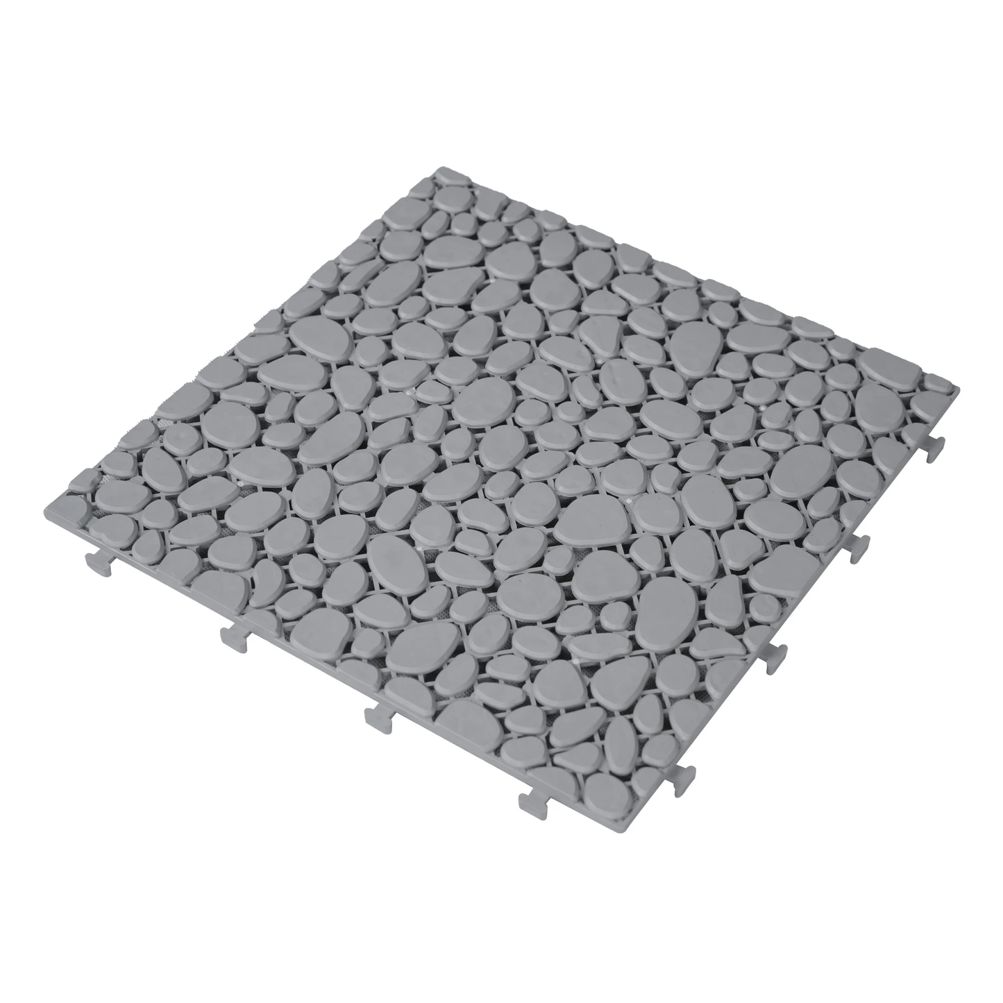 12 x 12 inch gray interlocking deck tiles, plastic waterproof pebble pattern, pack of 12 pieces by eprolo