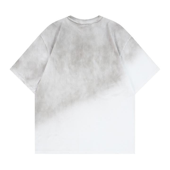 Letter hot stamping and spray dyeing short sleeved T-shirt