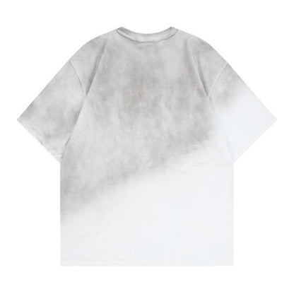 Letter hot stamping and spray dyeing short sleeved T-shirt