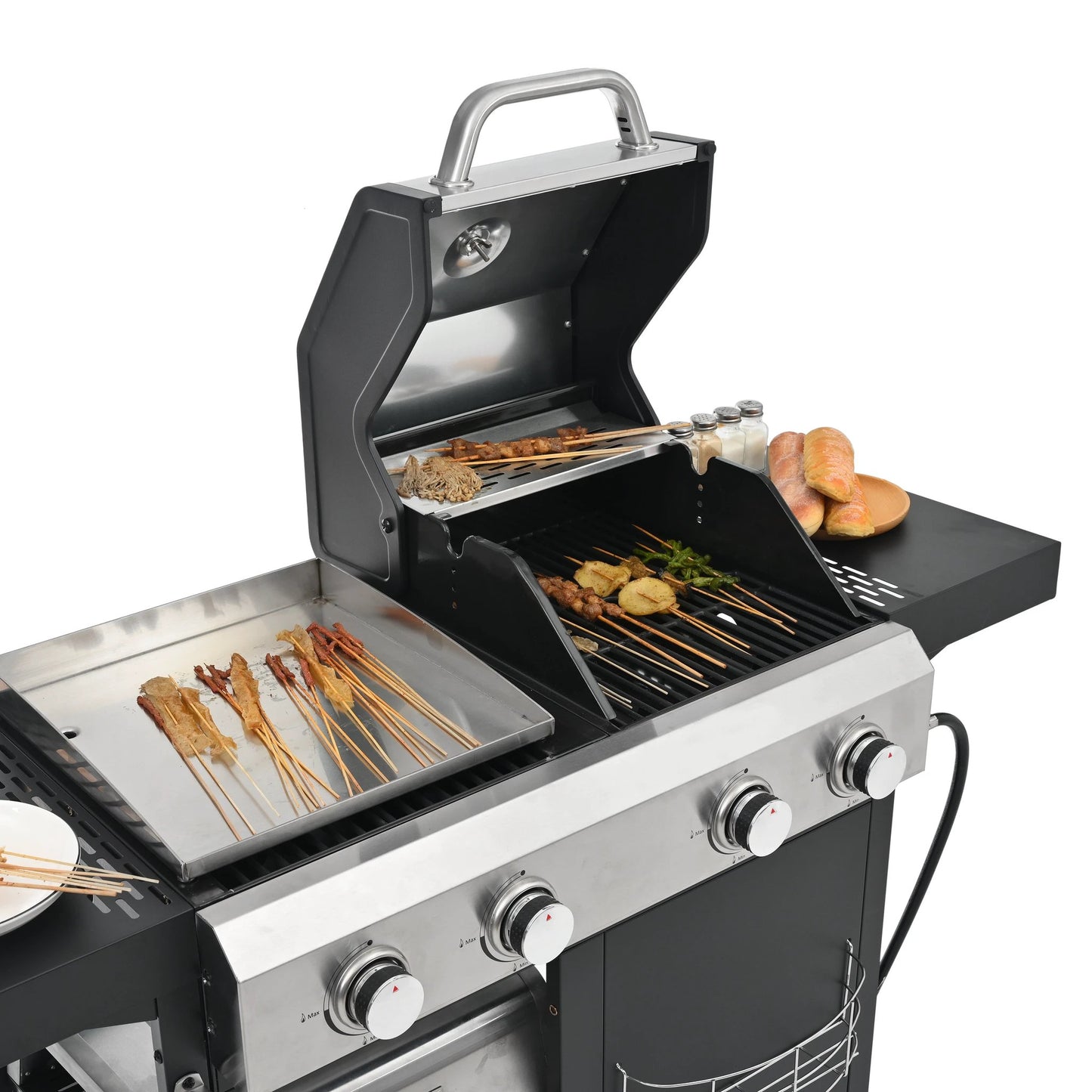 2+2 multifunctional gas barbecue grill and covered grill combination for outdoor cooking - barbecue, barbecue, pizza. by eprolo