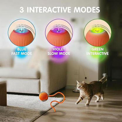 Juguetes interactivos con forma de bola para gatos, bola giratoria automática para gatitos, juguetes eléctricos inteligentes recargables para mascotas con sensor de puntero, juguete de bola para gatos