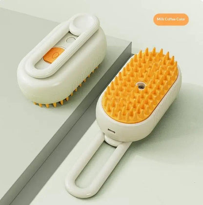 AdTec 3-in-1 electric pet grooming brush set with orange bristles and milk-coffee body (2-pack)
