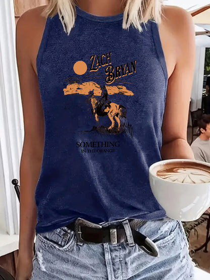 Western denim printed vest