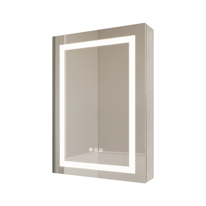 26x20 inch(Left Door) bathroom medicine cabinet with LED mirror 3000K~6000K single door lighting bathroom cabinet with touch switch adjusta by eprolo