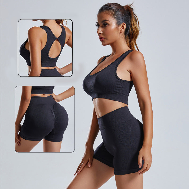 Ensemble de yoga 2 pièces pour femmes, débardeur et short de survêtement, vêtement de sport sans couture pour la gym, leggings taille haute, tenues de fitness