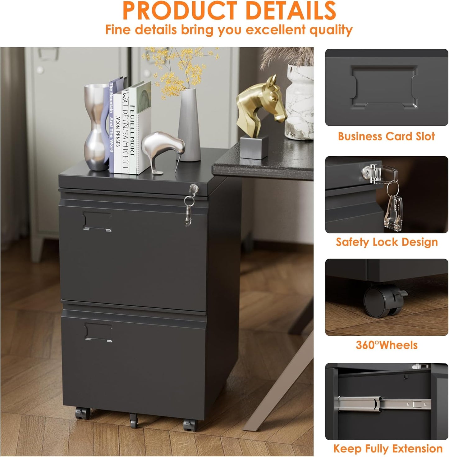 2 Drawer Mobile File Cabinet