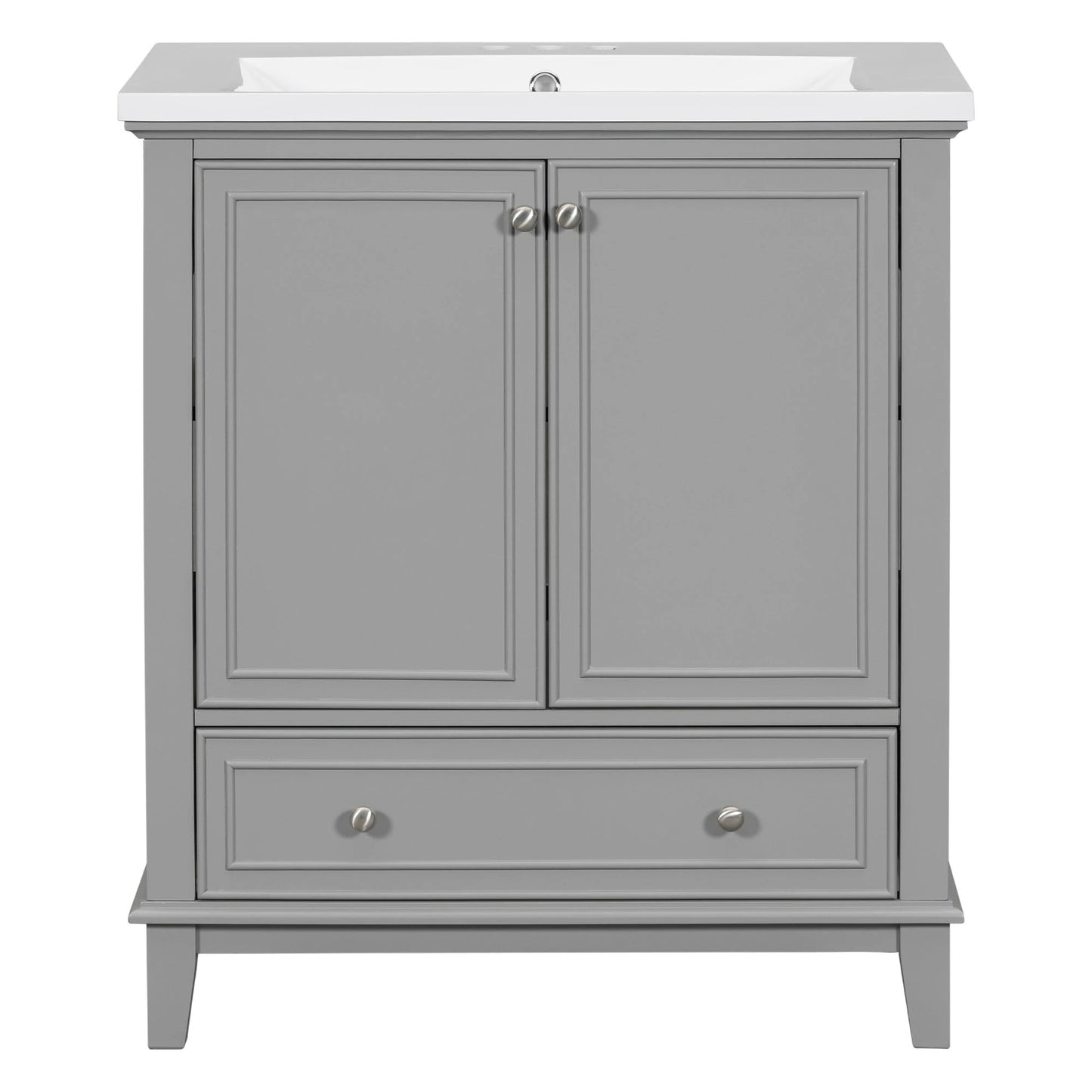 30inchgrey Bathroom Vanity with Sink ComboMulti-functional Bathroom Cabinet with Doors and Drawer Solid Frame and MDF Board by eprolo