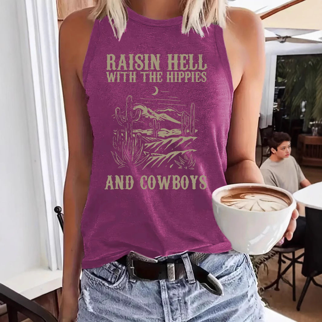 Western denim printed vest