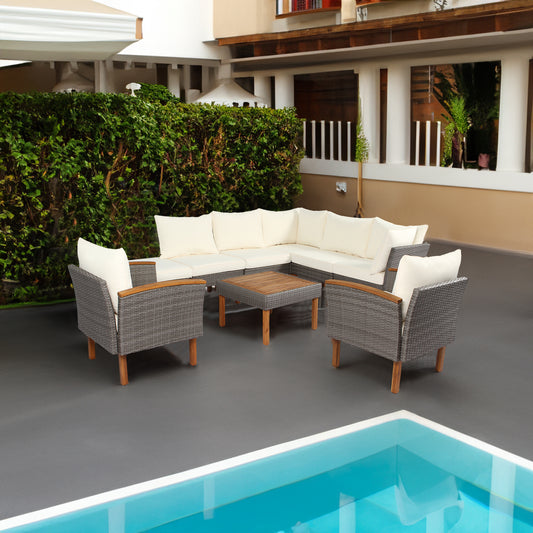 Ensemble de meubles de patio en rotin 9 pièces