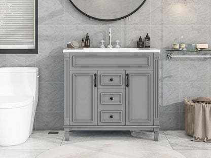 36'' Bathroom Vanity with Top Sink, Modern Bathroom Storage Cabinet with 2 Soft Closing Doors and 2 Drawers, Single Sink Bathroo by eprolo