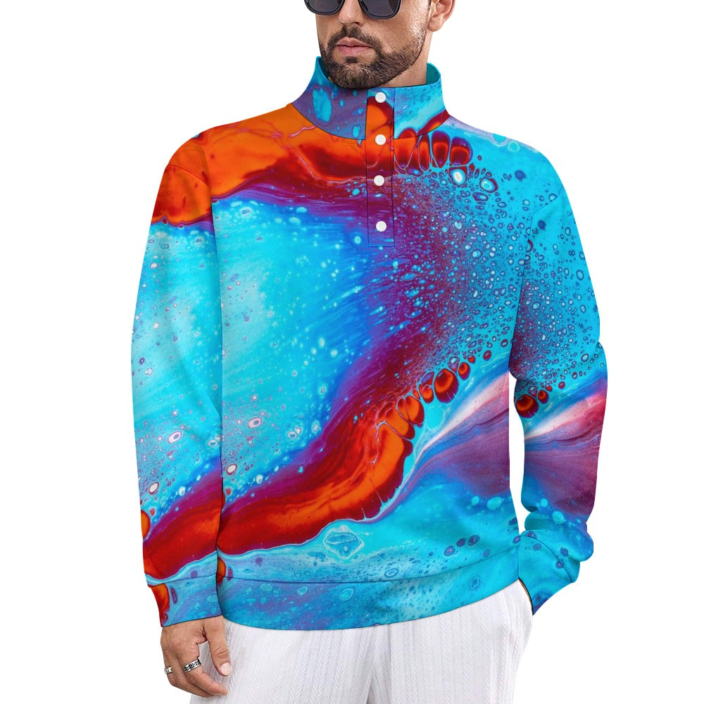 Men's stand-up collar long-sleeved sweatshirt