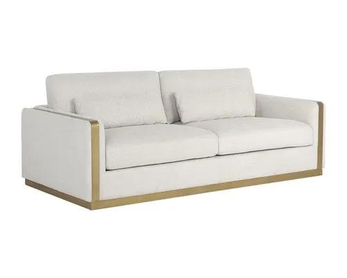 Lean Sofa Belfast Oatmeal, cream oatmeal fabric with gold-tone metal frame by PrimeCanada.Store.
