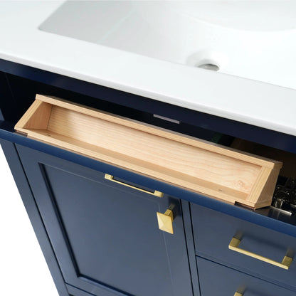 30-Inch Blue Bathroom Vanity with Ceramic Sink and Ample Storage - Ideal Choice for Small Bathrooms by eprolo