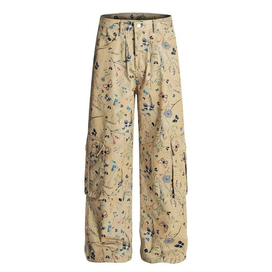 Digital Full Print Plant and Animal Workwear Pants by eprolo