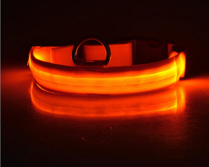 Collar luminoso de nailon con LED para mascotas, de seguridad nocturna, intermitente, que brilla en la oscuridad, correa ajustable para perros y gatos, suministros para mascotas