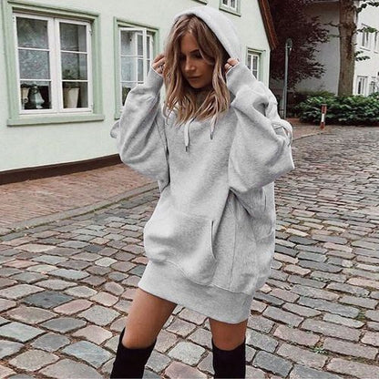 Women's hooded loose long sleeve thick sweater