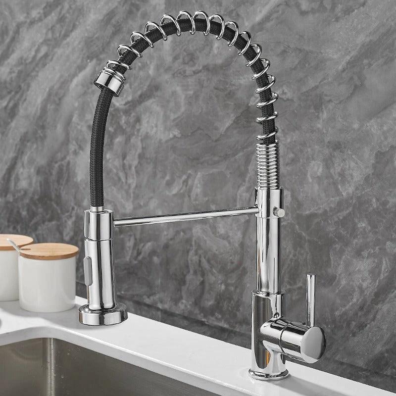 All copper rotatable cold and hot water dual mode sink, kitchen spring faucet by eprolo