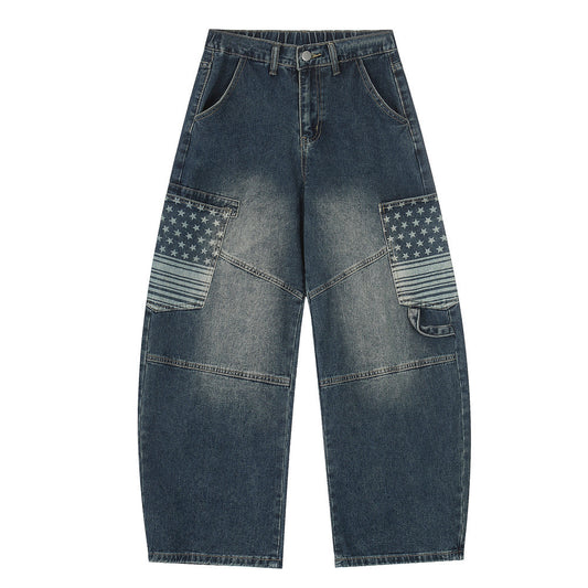 Washed denim workwear pants