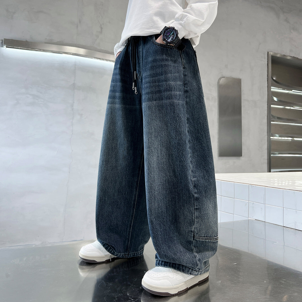 Boys' Trendy Straight Wide Leg Denim Jeans