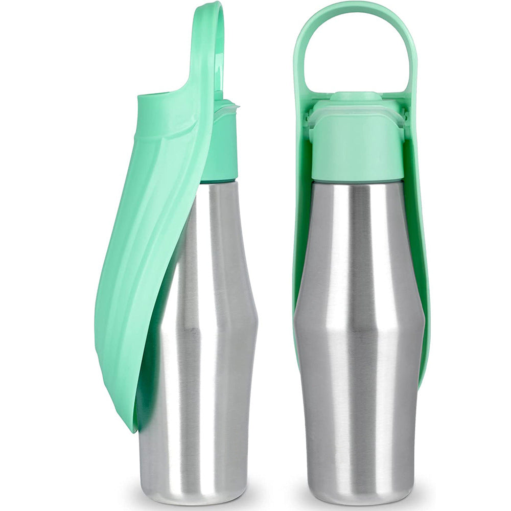 Botella de agua portátil para mascotas, de silicona suave, con diseño de hojas, ideal para viajes al aire libre.