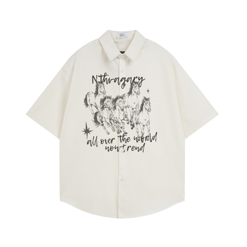 T-shirt imprimé à manches courtes motif chevaux