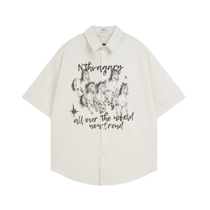 T-shirt imprimé à manches courtes motif chevaux