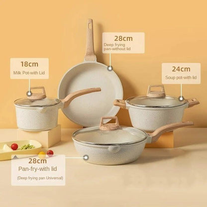 Medical stone non-stick pot soup pot stew pot frying pan wok milk pot frying pan steaming marble granite pot set by eprolo