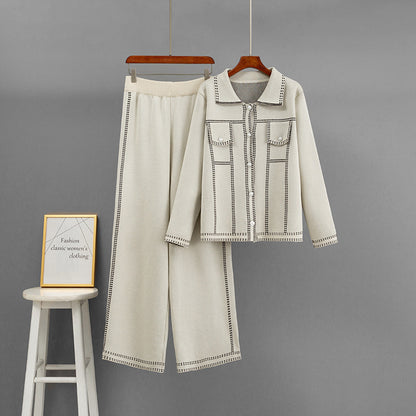 Ensemble veste et pantalon amples à col POLO