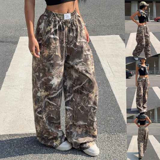 Pantalones casuales adelgazantes de hip hop, retro, de calle, con múltiples bolsillos, camuflaje, cargo, para mujer, Y2k, hip-hop, cargo, grunge, holgados