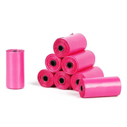 Degradable dog poop bag rolls, pink, biodegradable bags for dogs