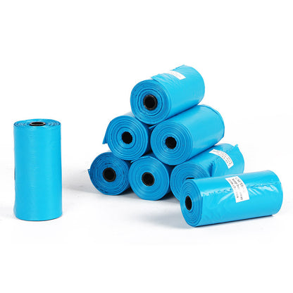 Degradable Poop Picking Up Bags For Dogs by AdTec, blue bag rolls, 7-pack