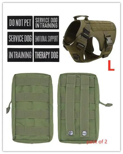 Military tactical dog harness AdTec olive green, adjustable with handle, pack of 2