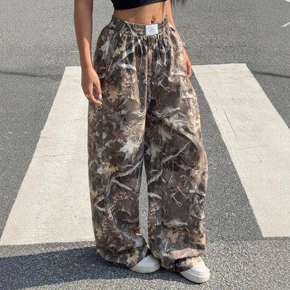 Pantalones casuales adelgazantes de hip hop, retro, de calle, con múltiples bolsillos, camuflaje, cargo, para mujer, Y2k, hip-hop, cargo, grunge, holgados
