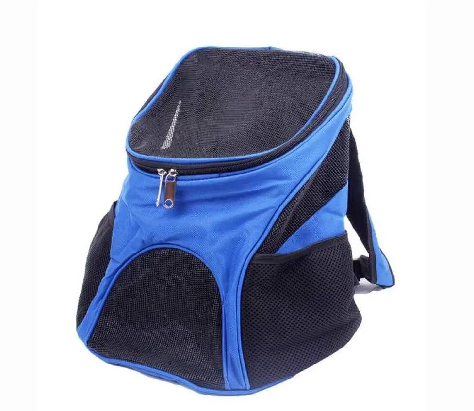 Premium Breathable Pets Travel Backpack Carrier, blue nylon with black mesh panels