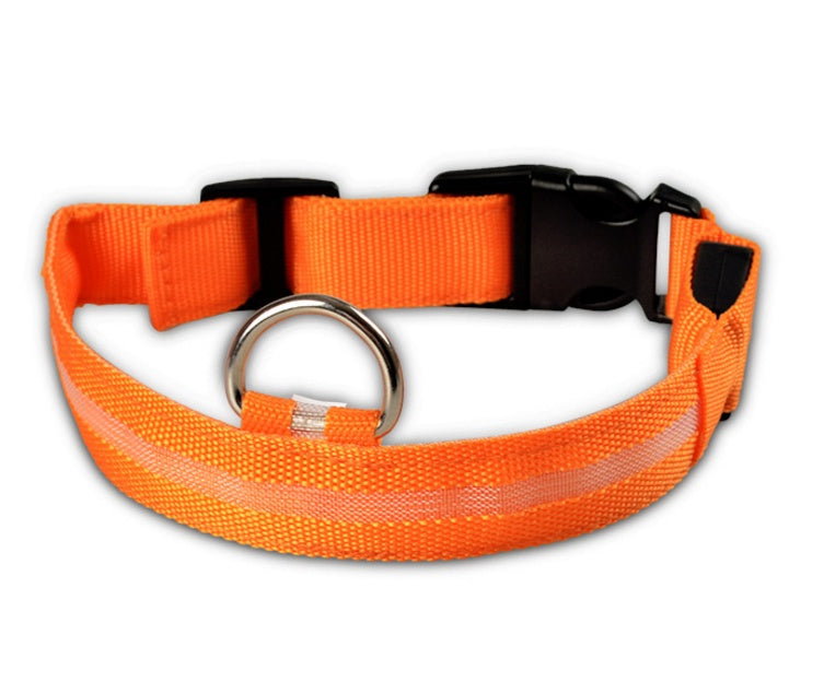 Collar luminoso de nailon con LED para mascotas, de seguridad nocturna, intermitente, que brilla en la oscuridad, correa ajustable para perros y gatos, suministros para mascotas