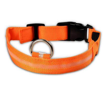 Collar luminoso de nailon con LED para mascotas, de seguridad nocturna, intermitente, que brilla en la oscuridad, correa ajustable para perros y gatos, suministros para mascotas