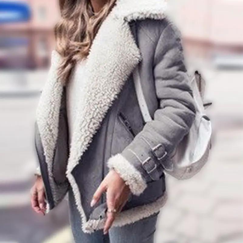 Suede leather jacket with lamb wool shearling lining, grey AdTec