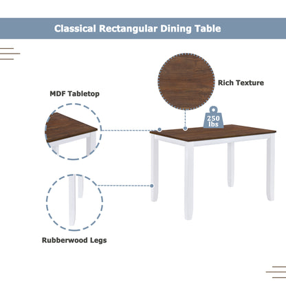 Juego de comedor rústico minimalista de madera de 5 piezas