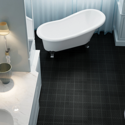 12 x 12 inch black interlocking deck tiles, plastic waterproof, weighing up to 6613 pounds, with a rose pattern pack of 12 by eprolo