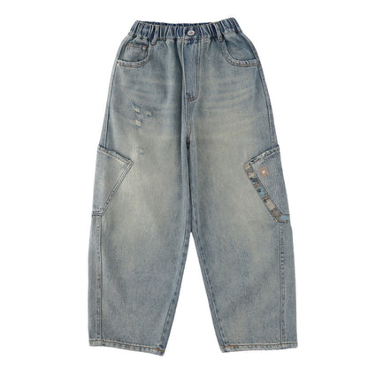 Boys' Casual Denim Jeans Style Loose Straight Leg Long Pants