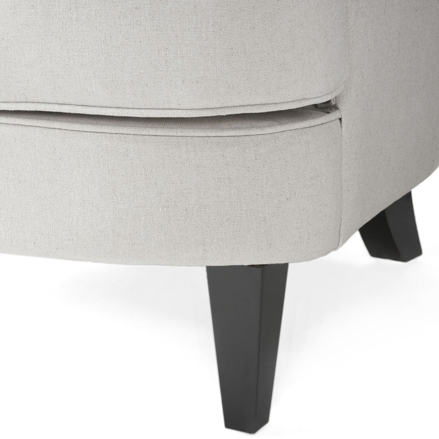 Juego de sillón club y otomana tapizados en tela gris claro modernos