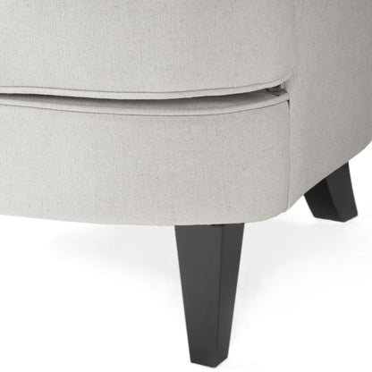 Juego de sillón club y otomana tapizados en tela gris claro modernos