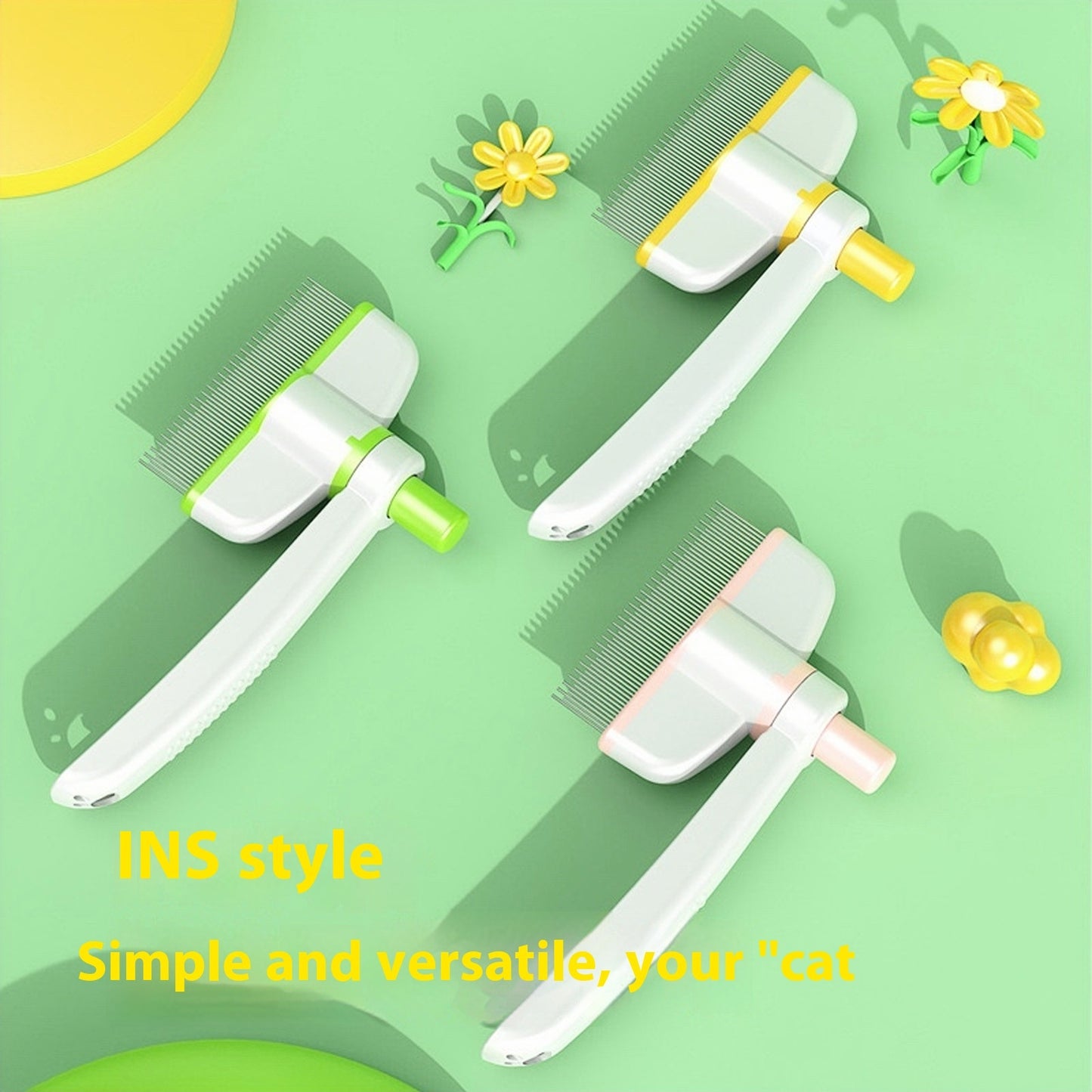 Peine para gatos, eliminación de nudos, pelo flotante, mágico, peine para perros y gatos de pelo largo, auto-limpiante, accesorios de aseo, cepillo para eliminar pulgas, productos para mascotas.