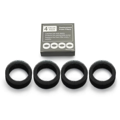 Replacement foam filters 4-pack for pet water dispenser; black foam rings AdTec