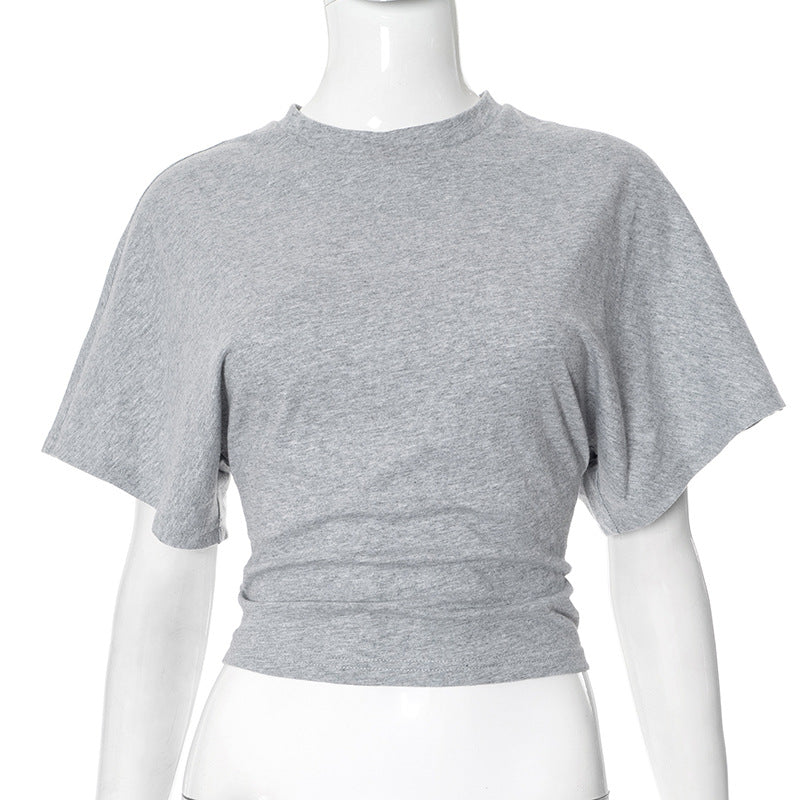 Summer Batwing Sleeve T-shirt Ins Fashion Round Neck Pullover Short-sleeved Tops For Women Clothing