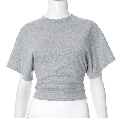 Summer Batwing Sleeve T-shirt Ins Fashion Round Neck Pullover Short-sleeved Tops For Women Clothing