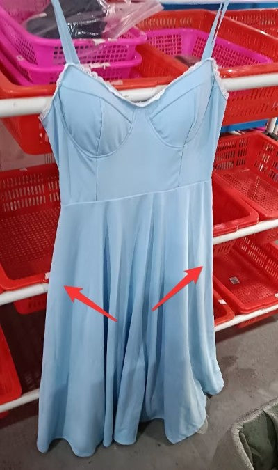 Vestido largo abullonado sin mangas con cuello en V para mujer