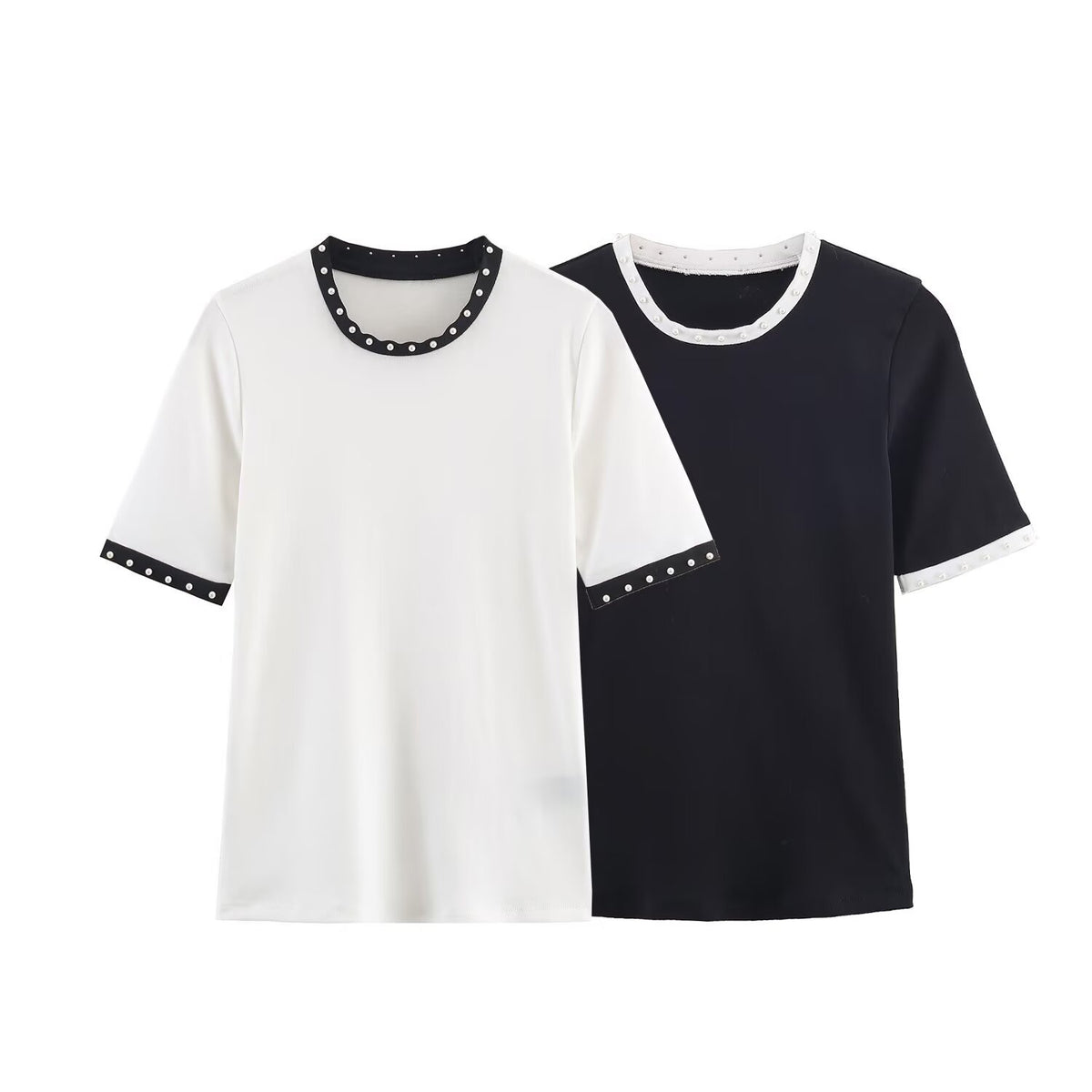 T-shirt polyvalent pour femme avec perles artificielles